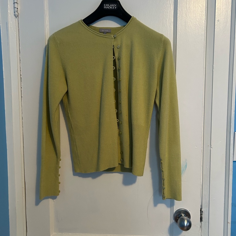 Per Una Green Fitted Mandarin Collar Blouse